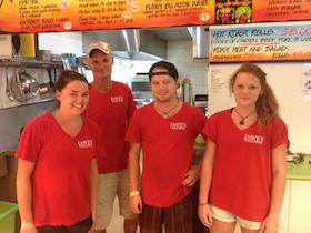 The staff at Dave's Take Away